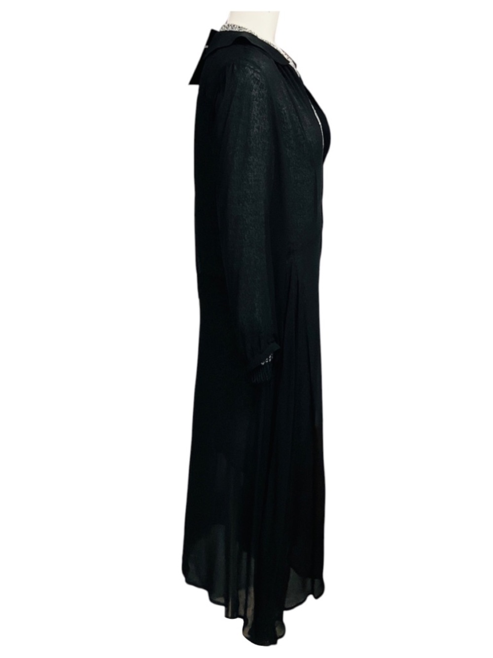 JUNYA WATANABE BLACK / GREY TWEED AND SHEER CHIFFON MIDI DRESS - Picture 2 of 6